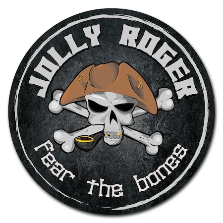 Signmission Jolly Roger Fear The Bones Circle Vinyl Laminated Decal D-12-CIR-Jolly Roger Fear the Bones